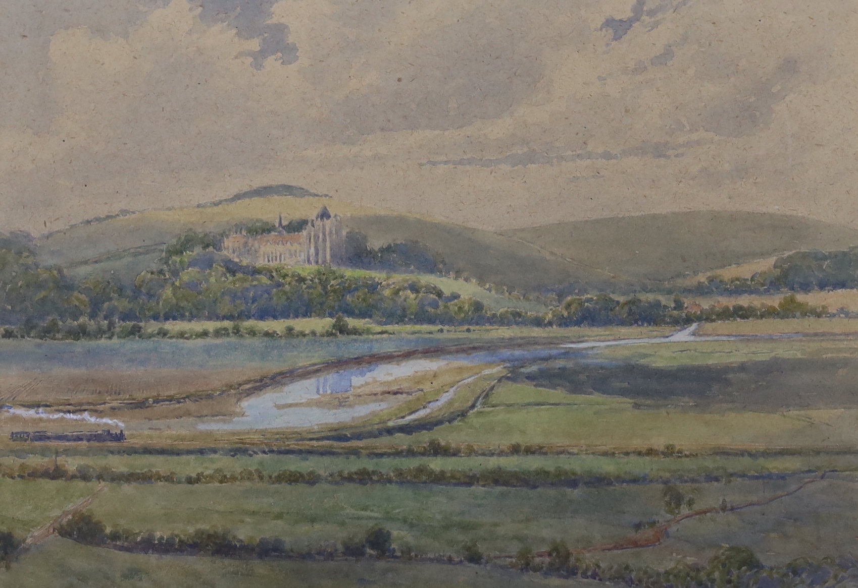 Attributed to Thomas Charles Leeson Rowbotham (Irish, 1823-1875), watercolours, Blatchington Mill, 15 x 23cm and Lancing College, 25 x 34cm